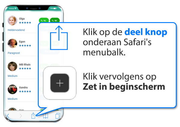 iphone en ipad: Helderziendeamsterdam.nl als app instellen op Mobiel